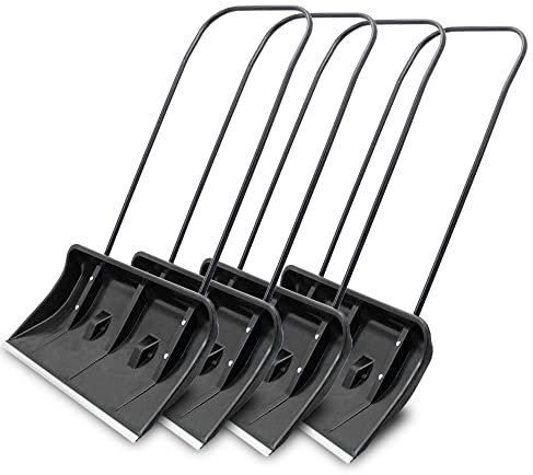 Bituxx Schneeschieber 80cm Schneeschaufel Schneewanne Schneeschild extra Breit mit Bügelgriff und Räder (4 Stück)