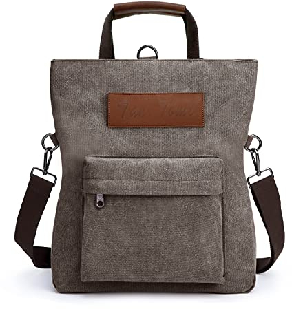 TANTOMI Handtasche Rucksack 2 in 1, Canvas Rucksacktasche Groß, Mehrzweck Damen Rucksack für Arbeit, Büro, Einkaufen, Shopper Reisen im Freien