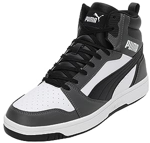 PUMA Unisex Rebound V6 Baskets, Puma White Puma Black Shadow Gray, 44.5 EU