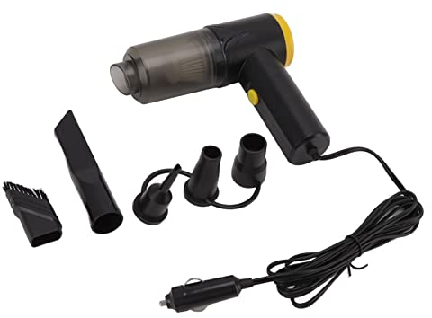 Cuifati Handstaubsauger, 12 V 12000 Pa Leistungsstarker Tragbarer Autostaubsauger mit Saugkraft, 2-in-1-Auto-Zigarettenanzünder, Tragbarer Handstaubsauger-Inflator für die Autoreinigung (Schwarz)