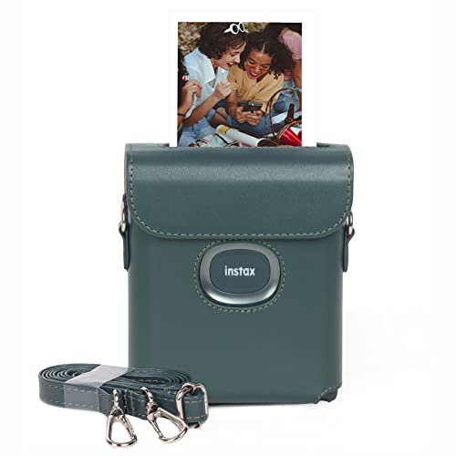 MUZIRI KINOKOO Square Link Case Compatible for Fuji Instax Square Link Smartphone Photo Printer - PU Leather Protective Case with Shoulder Strap - Dark Green