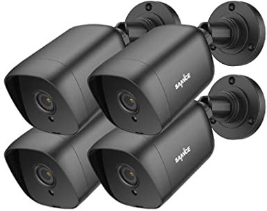 SANNCE Cámara CCTV 1080P, cámara de vigilancia Full HD de 2 MP para grabación DVR, sistema de seguridad con IP66 al aire libre, resistente al agua, visión nocturna de 100 pies, paquete de 4 kits de