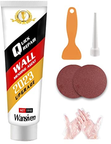 Wansiven Crema de Reparación de Pared Kits, Masillas de Relleno Pared Blanca, Pasta Tapagrietas para Reparar o Tapar Fisuras, Agujeros de Uñas, Grietas, Graffiti- Lista para Usar (1)