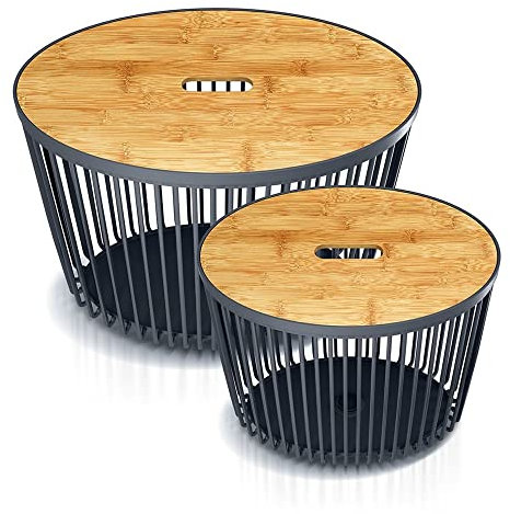 Prosperplast Set mit 2 Körben für den Garten, dekorativer Beistelltisch, Maße (mm) 568 x 348 x 450 cm, Anthrazit