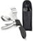 Posata Pieghevole Campeggio Multiuso Picnic Escursioni Viaggi Portatili Acciaio Inossidabile Staccabili 5 in 1 Picnic Coltello Forchetta Cucchiaio Apribottiglie Astuccio (nero)