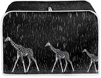 STUOARTE Giraffe Print Toaster Cover 4 Slice, Dustproof Washable Small Kitchen Appliance Toasters Dust Cover Microwave Bread Maker Cover, Black