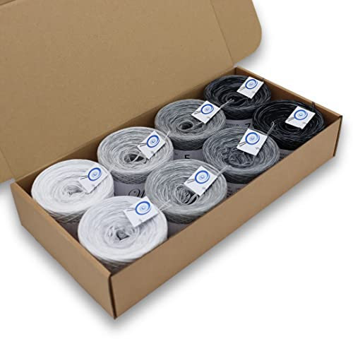 Farbverlaufsgarn, Wunderkiste 3-fädig 2.000m, (8 X 250m) 400g, BOBBEL Farbverlaufsgarn zum Stricken und Häkeln, Garn, Wolle, Yarn for knitting and crocheting (WU0057)