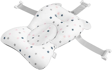 Kasmole Bain pour bébé, Coussin Support Bain antidérapant Pliable pour Baignoire, Accessoires Bain pour bébé, Coussin Soin pour bébé avec Boucles et 3 Ceintures sécurité