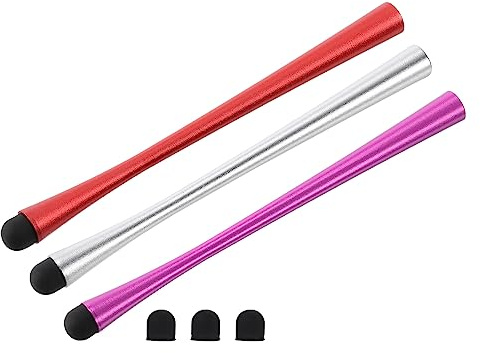 QUARKZMAN 3pcs Stylet Stylos pour Tactile Écrans Slim Universel Capacitif Stylet Stylo pour Tous Capacitif Tactile Appareil avec 3 Extra Conseils, Rouge/Argent/Violet