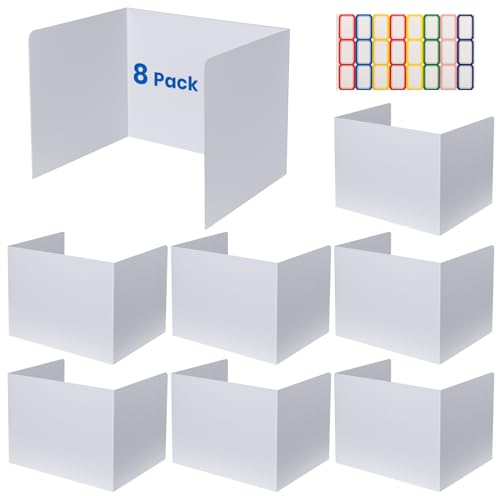 Ayuanb 8 PCS Séparateurs de Bureau, 45 x 36 x 34.5 cm Panneau de Séparation de Bureau Pliable,Séparateur de Confidentialité de Table, pour L'école,Le Bureau (Blanc)