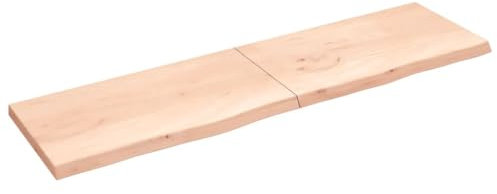 vidaXL Comptoir de Salle de Bain, Dessus d'Armoire avec Bord Vivant, Plan de Travail de Toilette, 220x60x(2-6) cm Bois Massif Non Traité