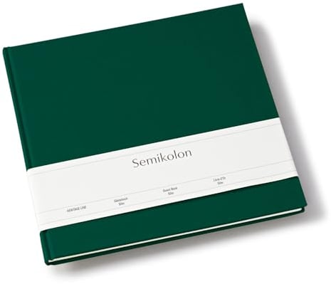 Semikolon 371038 Gästebuch Slim 25 x 23 cm - mit 100 blanko Seiten zum Selbstgestalten, Lesezeichen - forest dunkel-grün