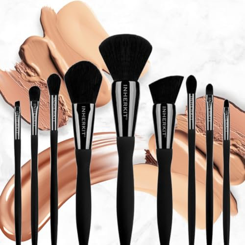 Makeup Brushes - Black Make Up Brush Set - 9 Piece Make Up Brush Set - Black with Brush Holder