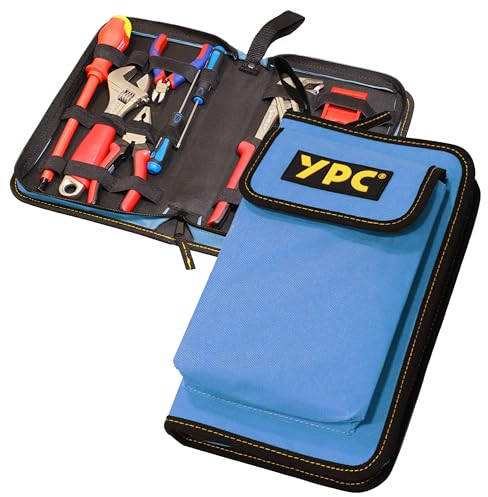 YPC ZipCaddy L – Werkzeugmappe/Werkzeug Organizer mit großer Außentasche und 17 Halteschlaufen, Werkzeugtasche leer, Werkzeug Mappe, Zangen Tasche, Tool Case