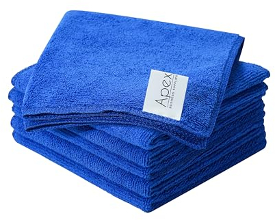Apex Business Supplies Microfibre cloth Pack of 5 Blue 32 X 32 Cm Cloth | Reusable cleaning cloths, Kitchen Cloth | Streak Free & lint-free cloth, Super Absorbent Microfibre