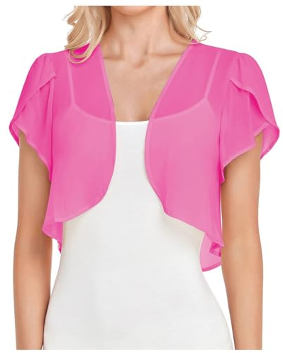 Kobilee Coprispalle Donna Elegante Cerimonia Leggero Argento Giacca Estiva Bolero Chiffon Casual Cardigan Curvy Cipria Coprispalle Manica 3/4 Corto Spolverino