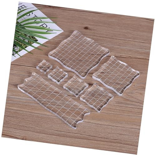 3 Pcs DIY-Stempelblock-Set, 5/7,5/10 cm transparente Stempelbausteine ​​mit Gitter-Acryl-Nähten für Silikonstempel, Scrapbooking