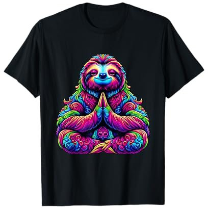 Faultier Meditating Trippy Psychedelic Funny Yoga Yogi T-Shirt