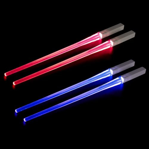 Vmxlso 2 Paires Light Up Baguettes, Lightsaber Baguettes, Chopsticks Réutilisables, Portables et Amovibles, Sans Bpa, pour Sushis