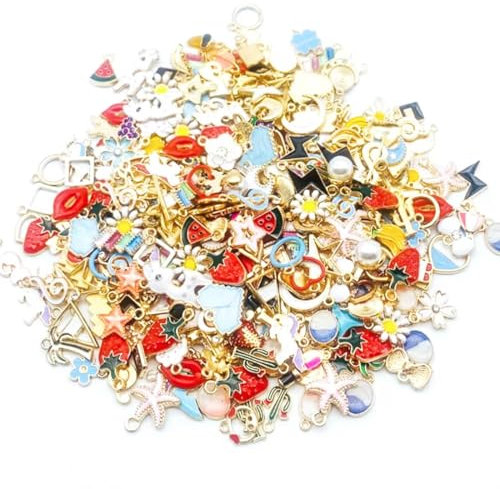 GXGM 50 Pièces Breloque Mixte pour Bracelet et Collier - Charms en Acier Inoxydable pour Création de Bijoux