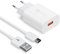 18W Cargador Tipo C para Samsung Carga Rapida, Enchufe QC 3.0 con Cable USB C 2m para Xiaomi Mi 9 Redmi Note 9S, Galaxy A15 A14 A12 A23 A25 A33 A34 A35 A40 A52 A53 A55 A04S S8 S9 S10 S20 S21 Plus