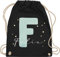 Turnbeutel Rucksack - Personalisierbares Design mit Anfangsbuchstabe und Namen | Geschenkidee mit Initialen | Kombiniere Initialbuchstabe und Namen individuell - Unisize - Schwarz - schulkind beutel