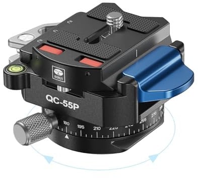 SIRUI QC-55P Schnellwechselplatte mit 360° Panorama-Drehkopf, Kameramontageadapter mit 1/4- und 3/8-Gewinde, Arca-Swiss-kompatible QR-Platte für Stativ, Monopod, Gimbal & DSLR-Stabilisatoren