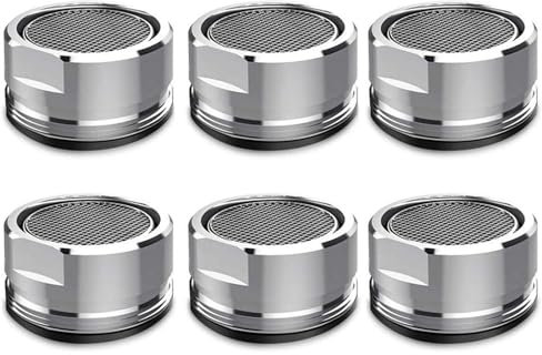 6 Pcs Water Saver Spout Filter Mesh Tap Head Faucet Aerator Replacement Parts Insert Nozzle Kitchen Bathroom Shower Sink Basi 24mm Tool Regulator Flow Silver 6Pcs 24mm