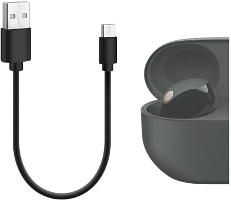 GEEKRIA Type-C Charging Cable Compatible with Sony WF-1000XM5/1000XM4/1000XM3, LinkBuds Fit/Open Charger, USB-A to USB-C Replacement Power Charging Cord (1FT Black)