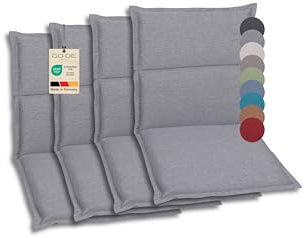 GO-DE Textil - Bequeme und attraktive Polsterauflagen für Hochlehner-, Mittellehner- und Niederlehner-Gartenstühle (4er-Set, Uni Grau, Niederlehner)