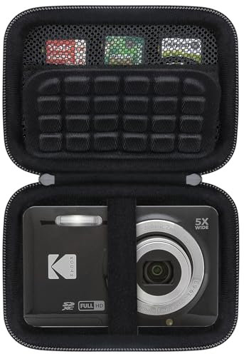 BOVKE Travel Case for Kodak PIXPRO FZ55 / FZ53 / FZ45 / FZ43 16MP Digital Camera, Kodak FZ55 Vlogging Camera Storage Bag Holder, Extra Space for Cables, Charger, Black