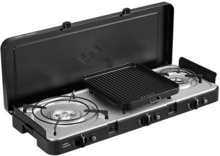 CADAC - 3 Cook Turbo FFD Deluxe - 50 mBar - Barbecue - Barbecue portatile - Superficie di cottura in acciaio inox - Custodia inclusa - Campeggio - Barbecue - Barbecue - Barbecue - Barbecue