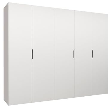 Mirjan24 Kleiderschrank mit Einlegeböden und Kleiderstange Midere 250, Vielseitiger Drehtürenschrank, Elegantes Kleiderschrank 5-türig (Weiß)
