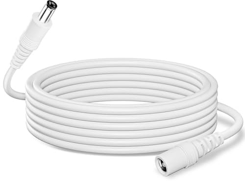 BeautifulU 5M DC 12V Power Extension Cable, DC Plug 5.5 * 2.1mm, Male-to-Female Connector, Power Extension Cord for CCTV Cameras/Routers/LED Strips/Printers and More Devices-White