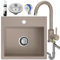 SINK Quality Beige Spüle mit Armatur Set 45 × 42 cm - Spülbecken mit Wasserhahn, Siphon und Imprägnierung - Einbauspüle Komplettset aus Granit - Spüle für Unterschrank ab 45cm