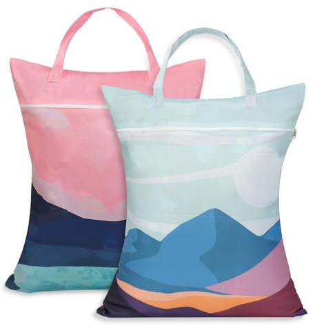 HOTUT Bolsa Ropa Sucia Viaje, 2PCS Bolsa Húmeda Seca Impermeable con Cremallera, 58×46cm Bolsa de Lavandería Plegable, Con asa, Bolsa De Lavandería para Gimnasio, Natación, Hogar, Viaje
