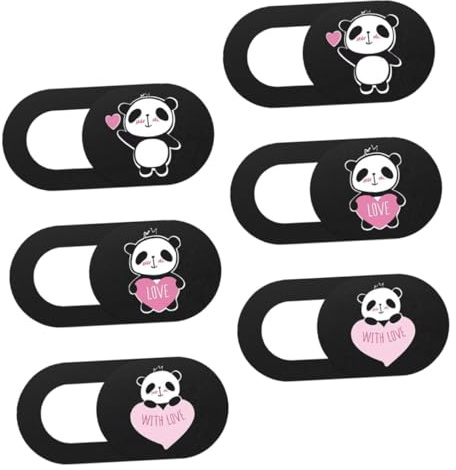 Mikinona 6pcs Web Camera Cover for Laptop and Tablet, Privacy Protector Slide Cover Set Cute Pink Cartoon Panda Design, Compatible Pc and Mobile Devices, for Personal and Office Use
