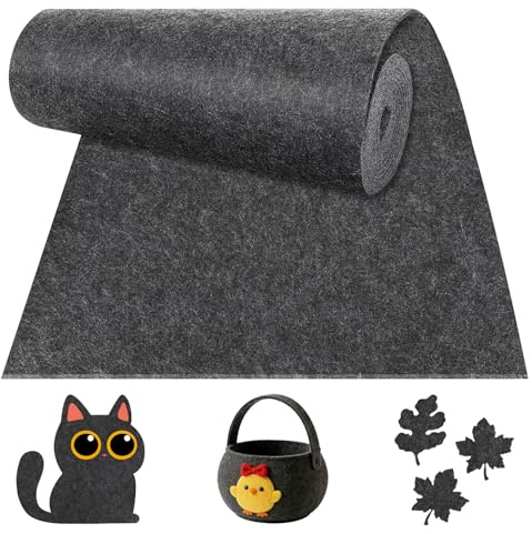 Filzrolle Filzstoff, Filz Meterware 30cm x 300cm x 3mm, Polyester Filz | für DIY Aufbewahrungstasche Patchwork Nähen Basteln Handwerken Dekoration, Bastelfilz Filzmatte zum Zuschneiden, Dunkelgrau