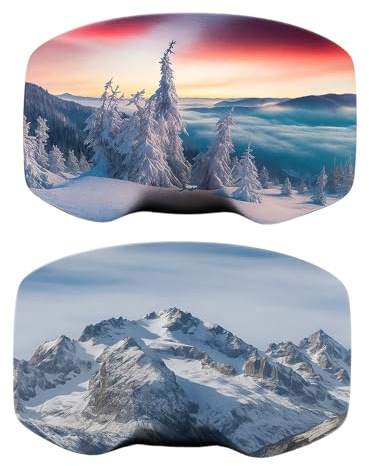 Qnvyw 2er Set Skibrillenschutz Überzug - Weiche Microfaser Schutzhüllen für Skibrillen - Schutz vor Kratzern & Staub - Motiv Landschaft Natur