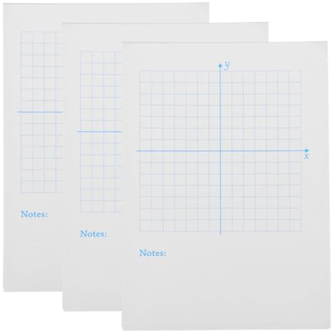PACKOVE 3 Stück Pack Notizblock mit Millimeterpapier und Xy Koordinatensystem Weiß für Mathematikunterricht und Naturwissenschaftliche Anwendungen