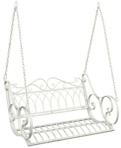 vidaXL Schaukelbank Stahl 109 x 75 x 59 cm Antik Weiß