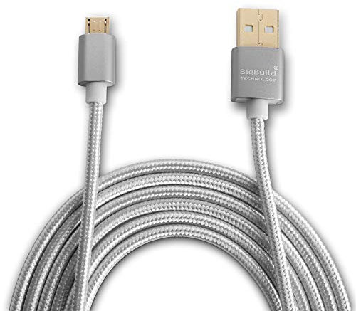 BigBuild Technology Silber 1, 2 und 3 Meter schnelleres Lade-und Datenübertragungskabel für Samsung Galaxy J6, J7, J7 2016, J7 2017, J7 Max, J7 Nxt, J7 Prime, Prime 2, J7 Pro, Samsung Galaxy J8 Mobil