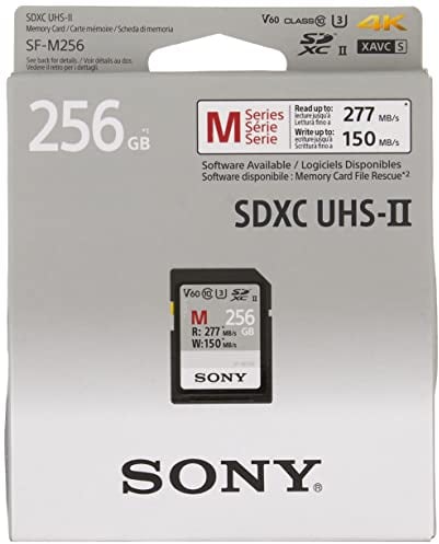 Sony Memory Card 256GB, SF-M Series Uhs-II SD, CL10, U3, Max R277MB/S, W150MB/S SF-M256/T2