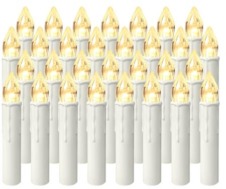Froadp LED Kerzen mit Fernbedienung Timerfunktion und Batterie Flammenlose Weihnachtskerzen Kabellos Warmweiß LED Lichterkette IP44 Kerzenlichter für Weihnachtsbaum Hochzeit Partys (30 Stück)