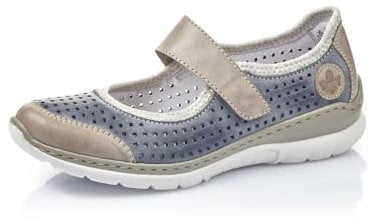 Rieker Damen Low-Top Sneaker L32B5, Frauen Halbschuhe,Freizeitschuhe,Laufschuhe,straßenschuhe,Strassenschuhe,blau Kombi (42),37 EU / 4 UK
