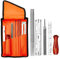 Chainsaw Sharpener File Kit - Includes 5/32, 3/16, and 7/32 Round Files, 6 Inch Flat File, Wood Handle, Depth Gauge, Filing Guide, and Tool Pouch - for Sharpening Chain Saw Blades, 8 Piece