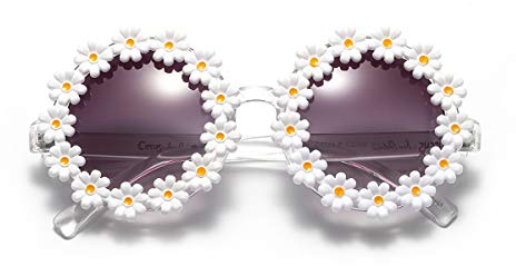 S-TROUBLE Sonnenbrille, rund, klassisch, Gänseblümchen, für Damen/Herren, verspiegelt, UV400