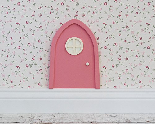 TinyFoxes Feentür rosa - mit leuchtendem Türfenster - passende Wichteltür für die Dekoration im Kinderzimmer - von Kristin Franke