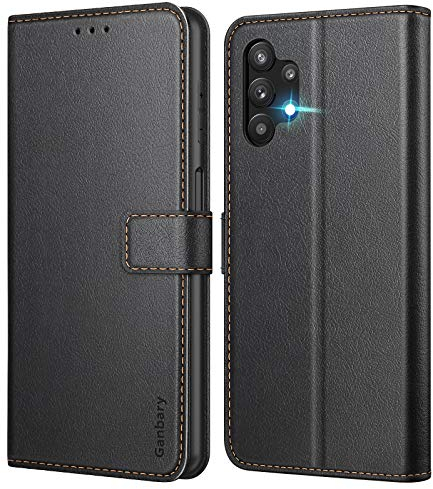 Ganbary Handyhülle für Samsung Galaxy A32 5G Hülle (nicht für A32 4G), Premium Leder Tasche [Kartenfach] [Magnetisch] [Standfunktion] kompatibel mit Samsung A32 5G Schutzhülle, Schwarz