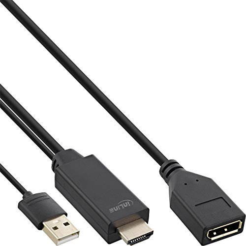 InLine® Câble convertisseur HDMI St vers DisplayPort BU 4K Noir/doré 0,3 m